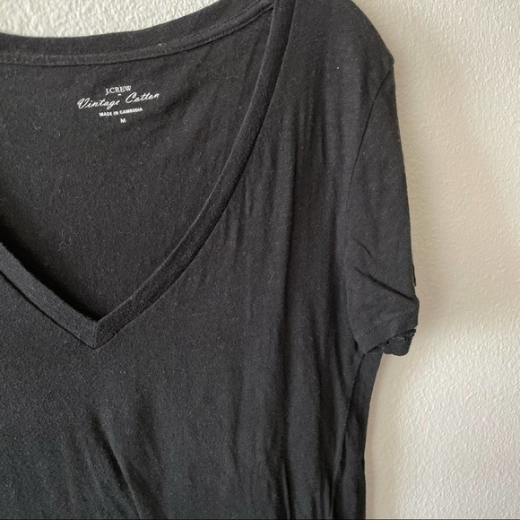 J. Crew Black Vintage Cotton V Neck Tee - Picture 2 of 3
